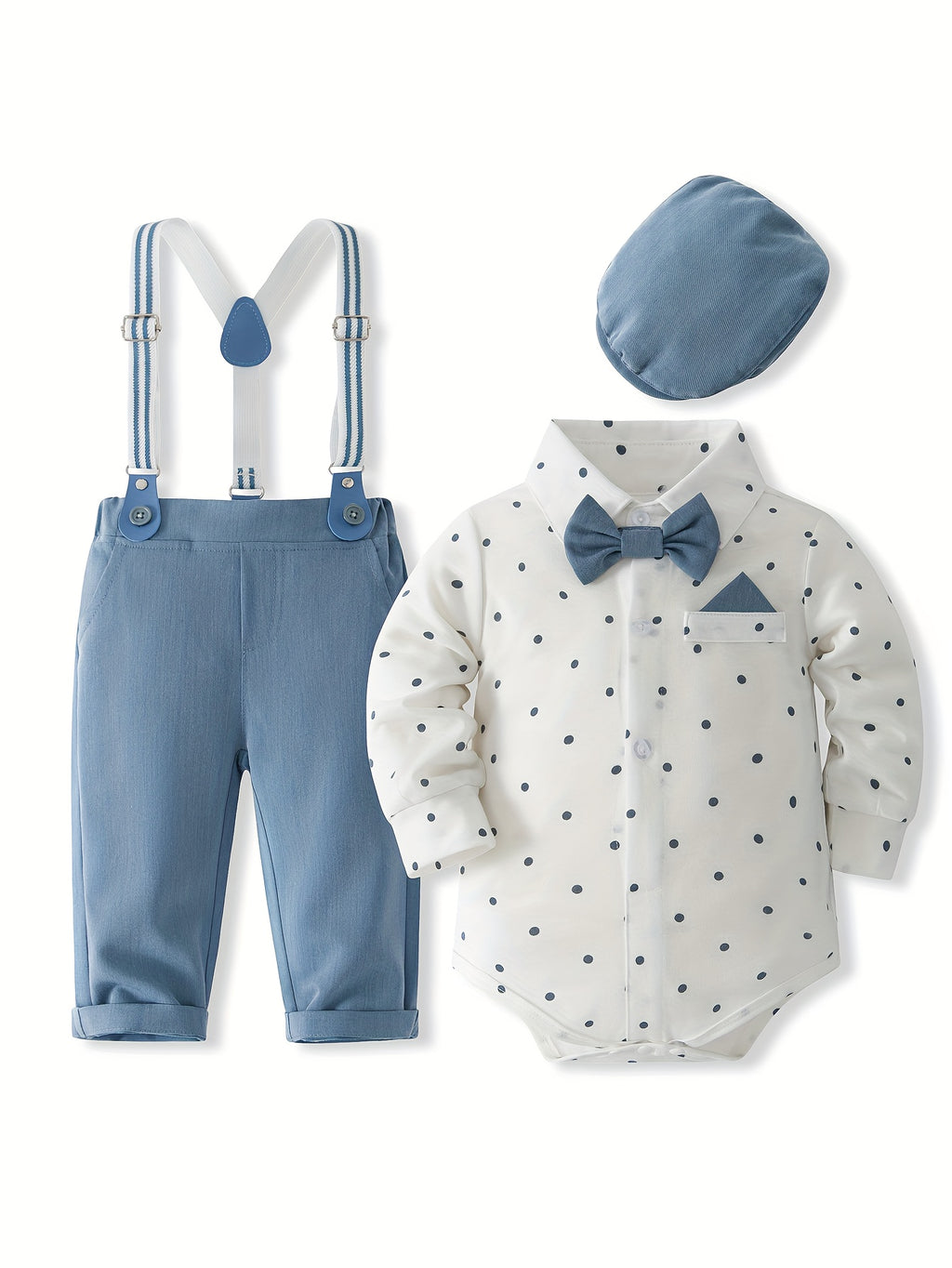 Baby Boy'S Gentleman Suit Set | V-Neck, Regular Fit, Long Sleeve, Polyester, Party Occasion