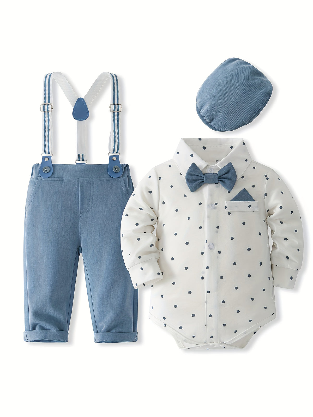 Baby Boy'S Gentleman Suit Set | V-Neck, Regular Fit, Long Sleeve, Polyester, Party Occasion