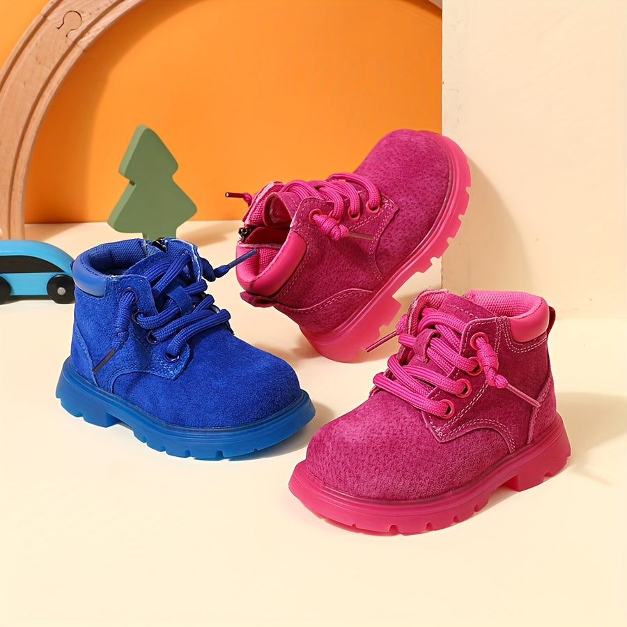 New Children's Baby Girl Toddler Boots, Anti-Slip Wear-Resistant Solid Color Cow Boots for Boys and Girls