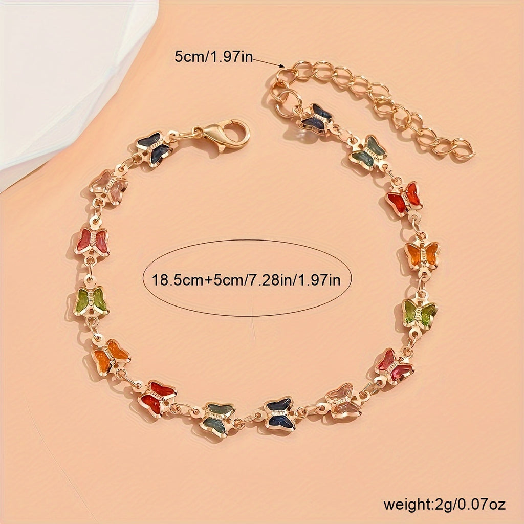 A Easy And Stylish Women'S Ankle Chain with a Randomly Colored Butterfly Design