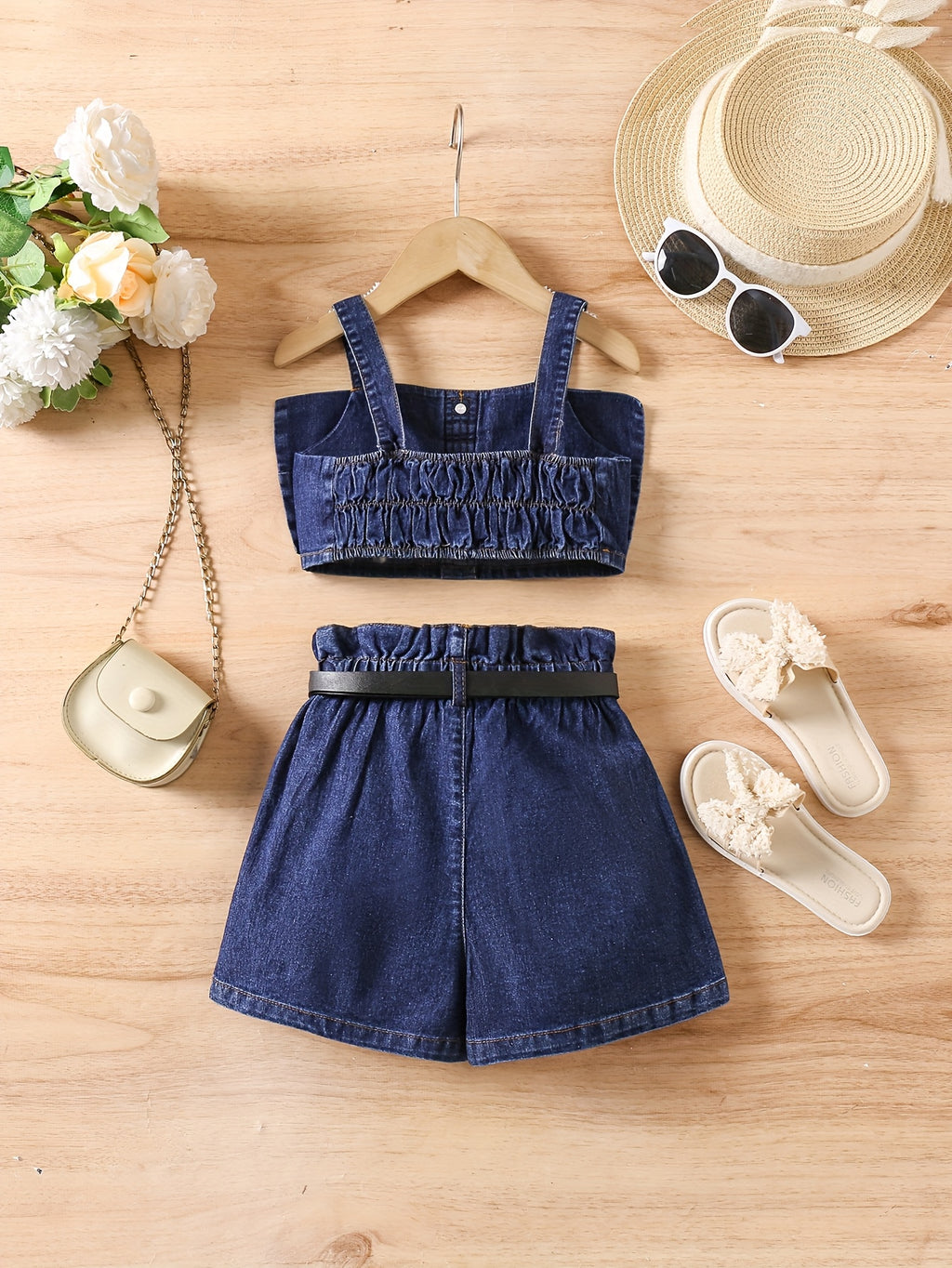 Girls' Daily Casual Outing Style Tencel Denim Suit, Denim Suit, for Outdoor