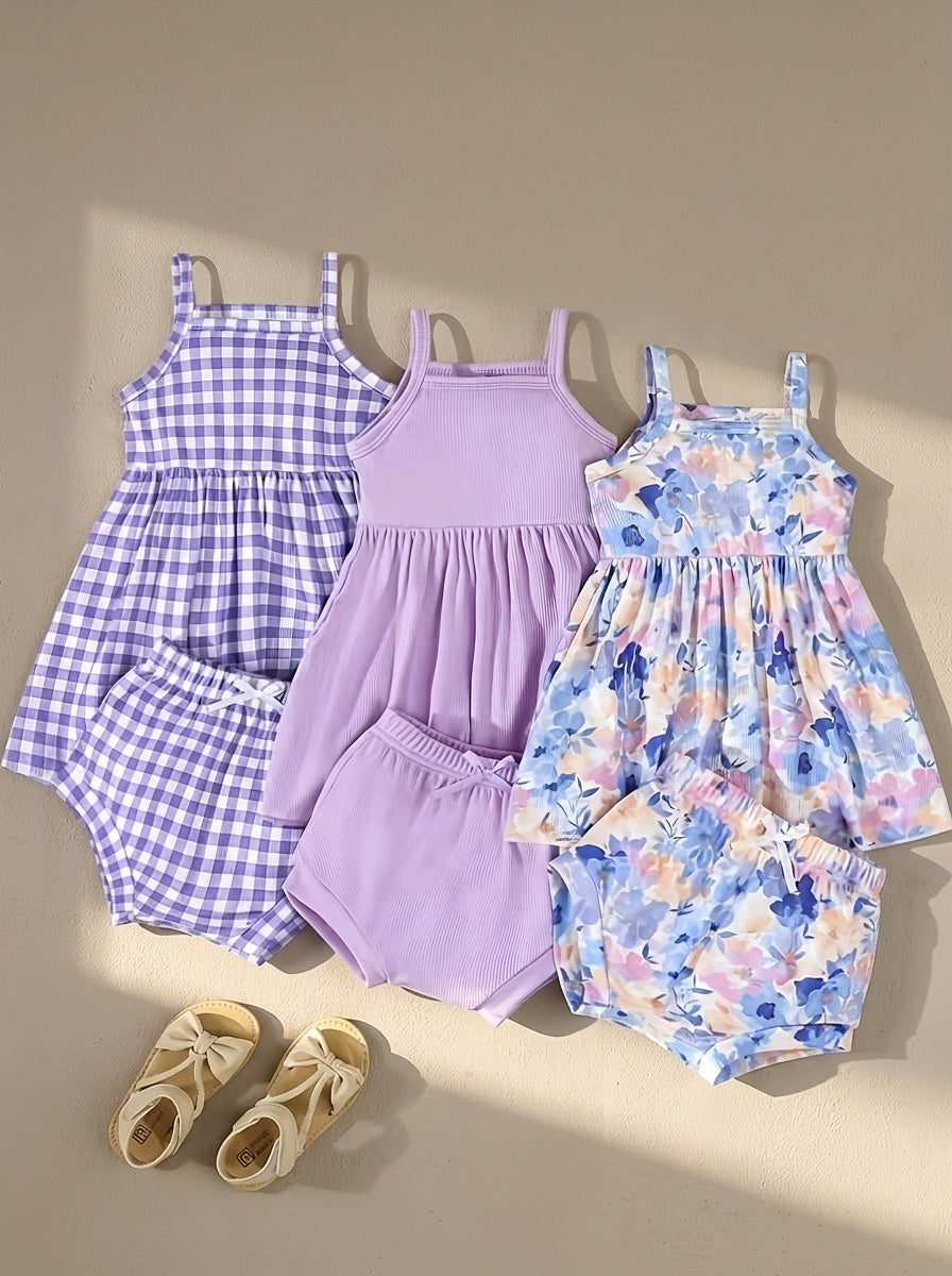 Infant Girl Floral Print Dress and Triangle Pants Set