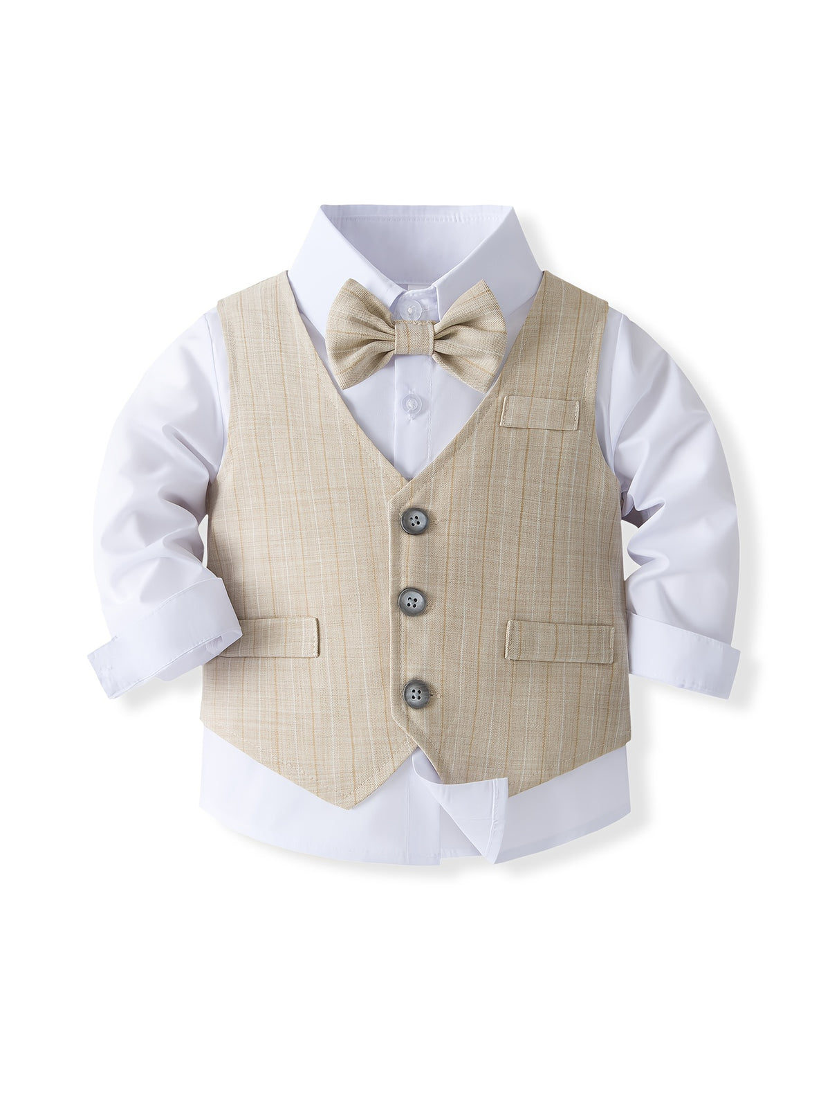 Baby Birthday Party Gentleman Suit Children'S Wear. Children'S Fashionable Wedding Banquet Suit. Boys' Shirt And Vest And Trousers And Bow Tie Fashionable Set. Infant Formal Photography Suit Children'S Wear