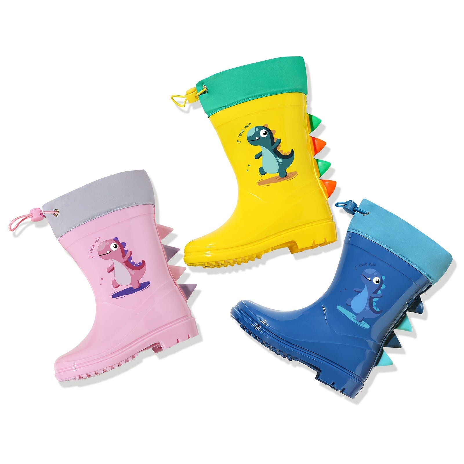 Children's Rain Boots for Boys and Girls, Mid-Calf Dinosaur Rain Boots for Toddlers and Infants, Non-Slip Rain Boots for Ages 1, 2, 3, 4, 5, 6, 7, 8