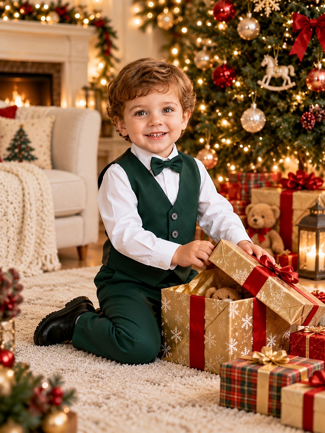 Boys' Vest Set, Solid Color Vest and Trousers Combo, Shirt Not Included, Formal Wear for Church Events, Anniversaries, Baptisms, Holiday Gatherings, and Wedding Guests