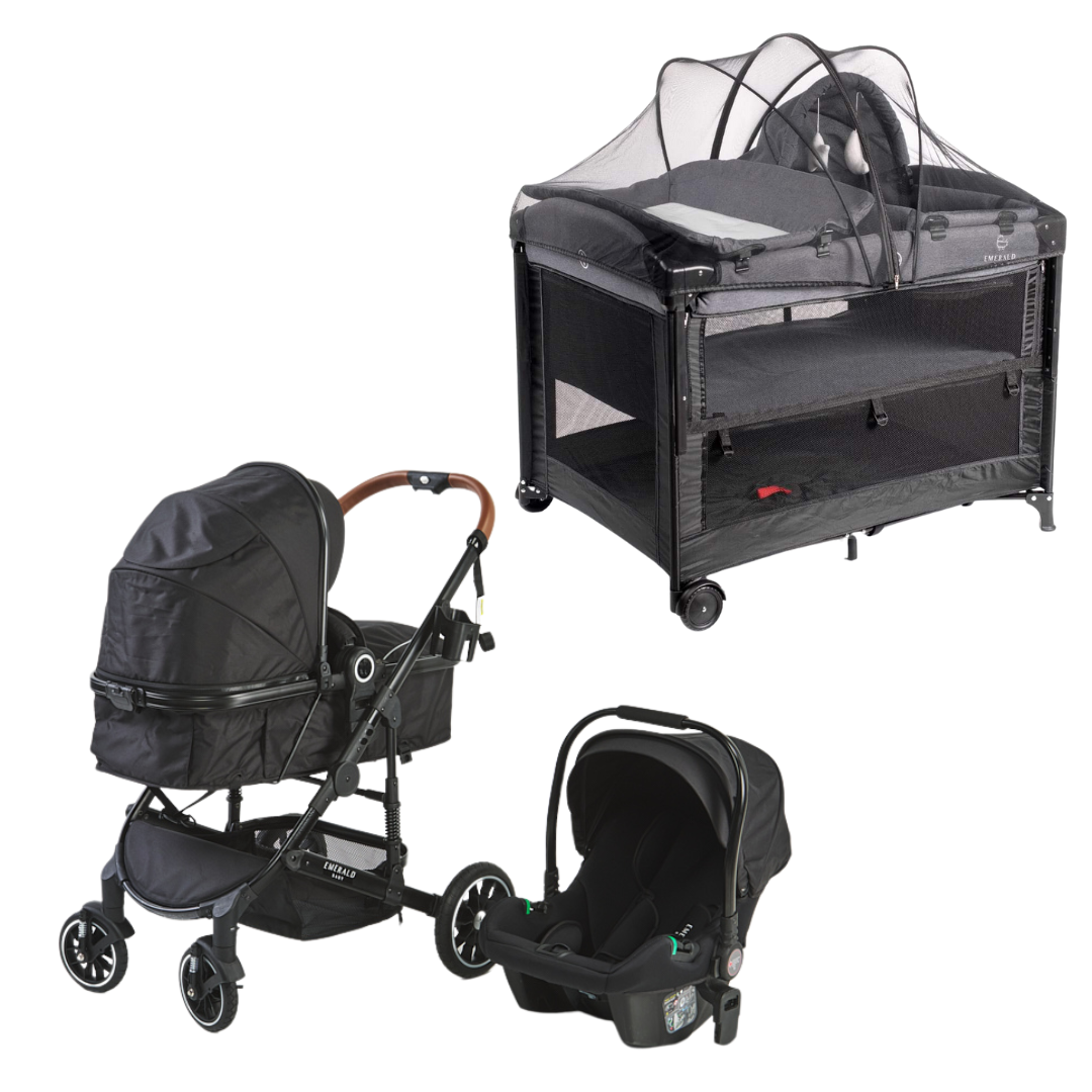 COMBO - Emerald Baby 3 in 1 Stroller Set + Emerald Baby Hannah Co Sleeper Camp Cot