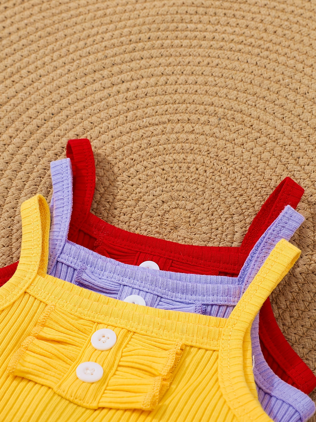 Baby Bodysuit Set – Ribbed Sleeveless Butterfly Style