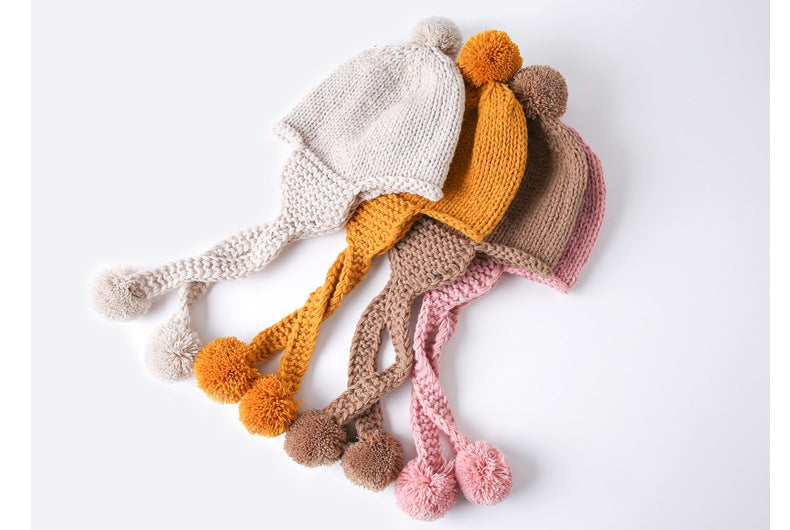 New Winter Baby Hat Pompom Cotton Knitted Baby Cap for Girls Boys Infant Bonnet Kids Cap Baby Accessories 6 Colors