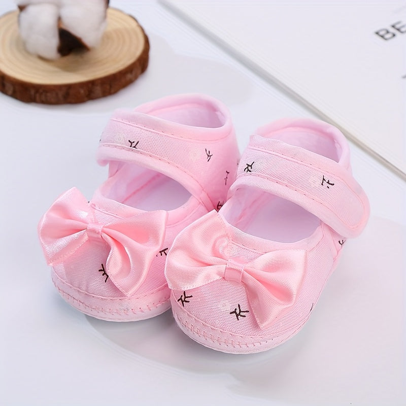 1 Pair Baby Shoes, Cute Bow Design, Suitable for Indoor And Outdoor Slip-Resistant Learning to Walk, Soft Flat Shoes for Infants