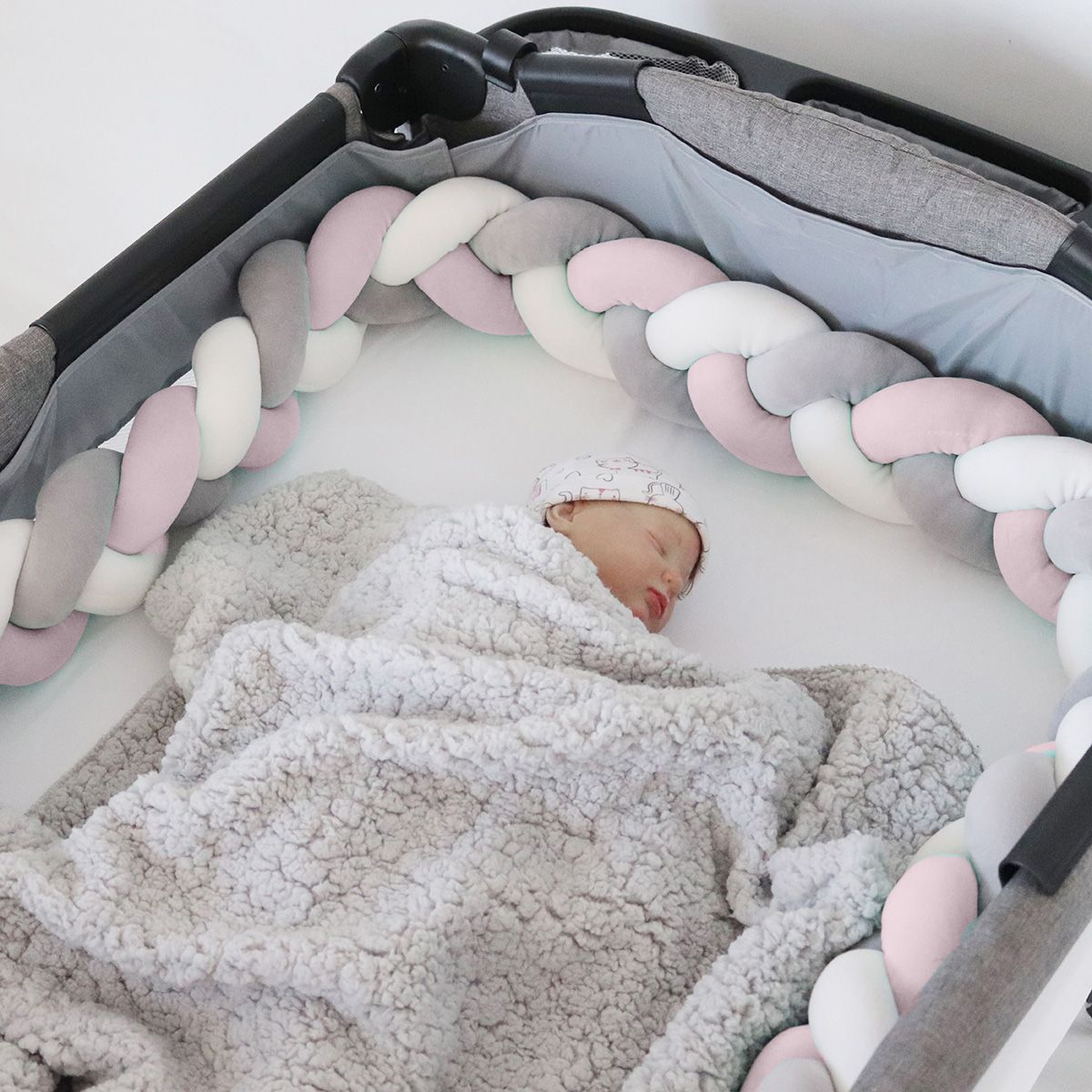 Snuggletime Braided Cot Bumper Pink