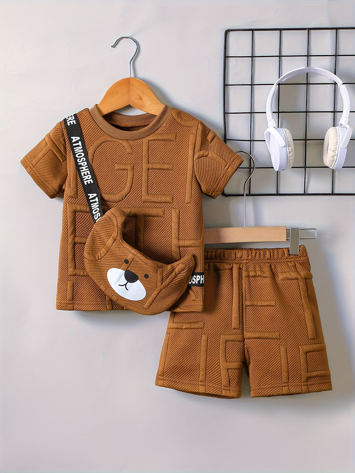 Baby Boy Summer Outfit Set with Jacquard Letter Print