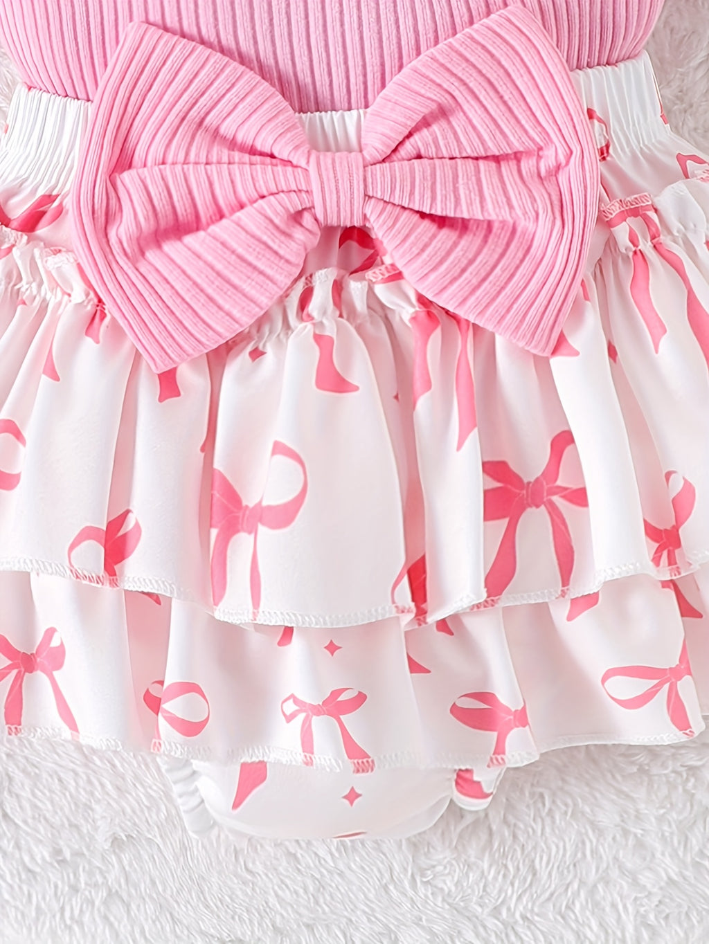 Summer New Children'S Baby Sweet Cute Suspender Triangle Bodysuit Bow Short Skirt