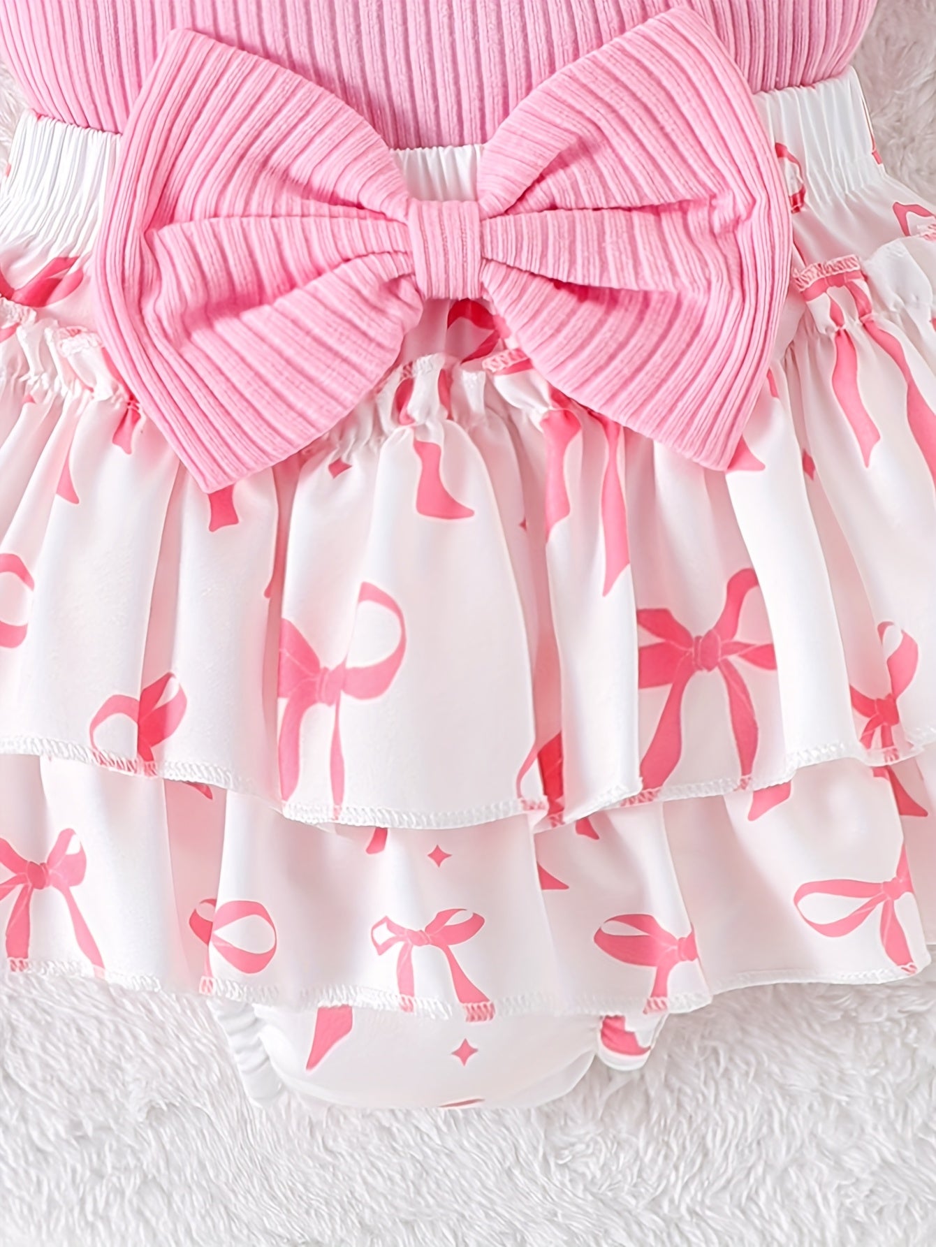 Summer New Children'S Baby Sweet Cute Suspender Triangle Bodysuit Bow Short Skirt