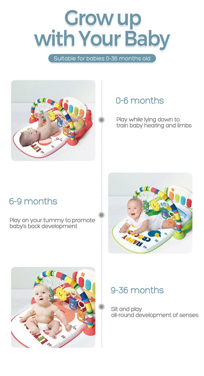 0-12 Months Baby Activity Gym Rack Musical Surface Activities for Kids Crawling Waterproof Carpet Activity Play Mats for Newborn