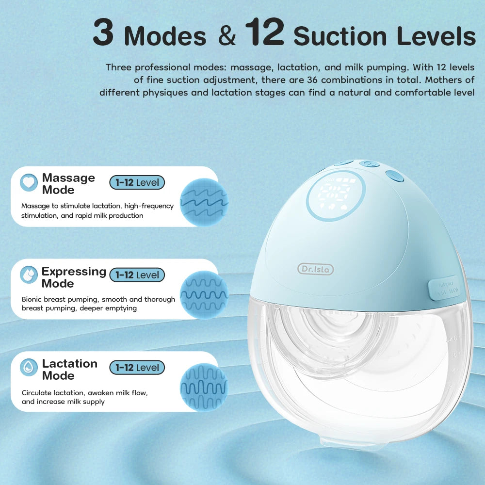 MAMIJOY Wearable Electric Breast Pump 3 Smart Memory Modes 12 Suction Levels ≤35dB Low Noise Comfortable＆Better Fit EB60