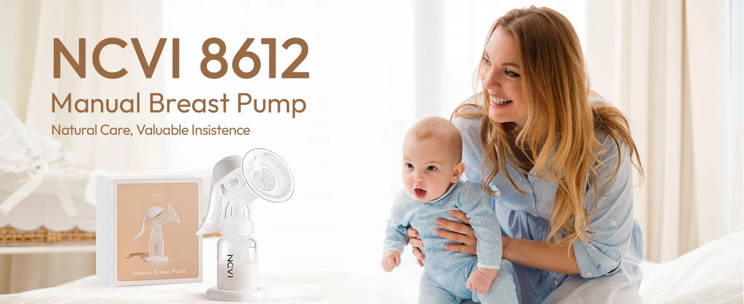 NCVI Manual Breast Pump BPA Free 20mm Silicone Flange 4oz Adjustable Suction Single Hand Pump Fit Small Nipple Breastfeeding Use