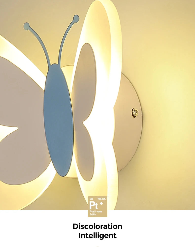 Modern Children's Room Butterfly Wall Light For Bedroom Bedside Wall Lamp Creative Personality Wall Decor LED Butterfly Sconce