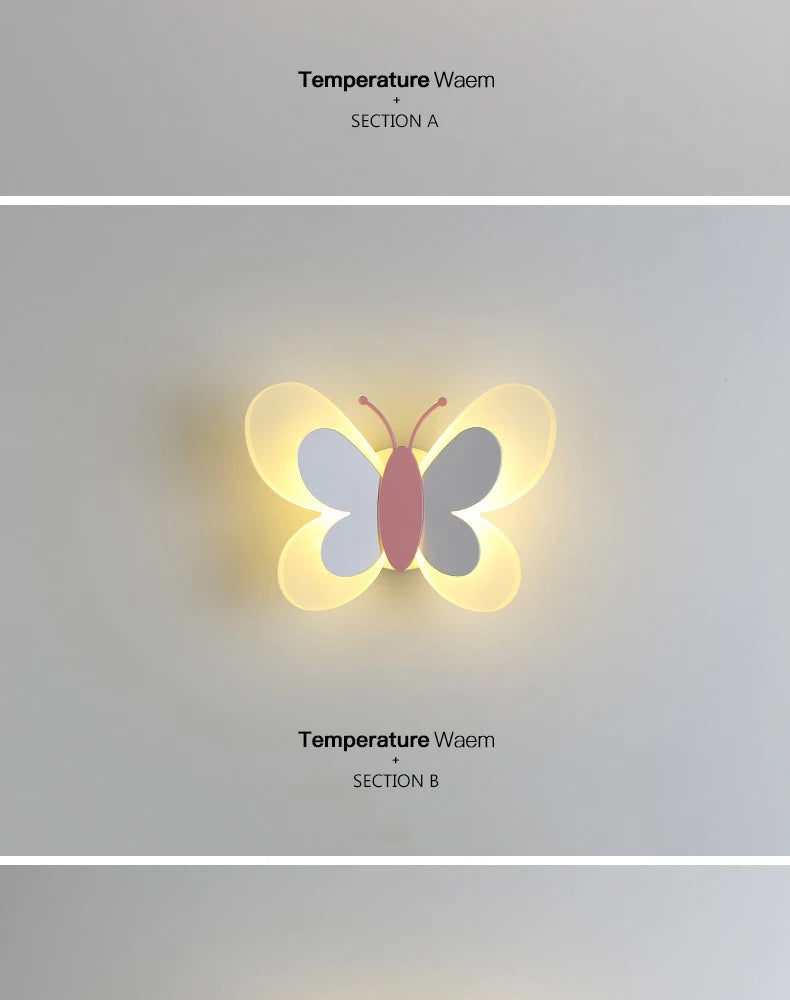 Modern Children's Room Butterfly Wall Light For Bedroom Bedside Wall Lamp Creative Personality Wall Decor LED Butterfly Sconce