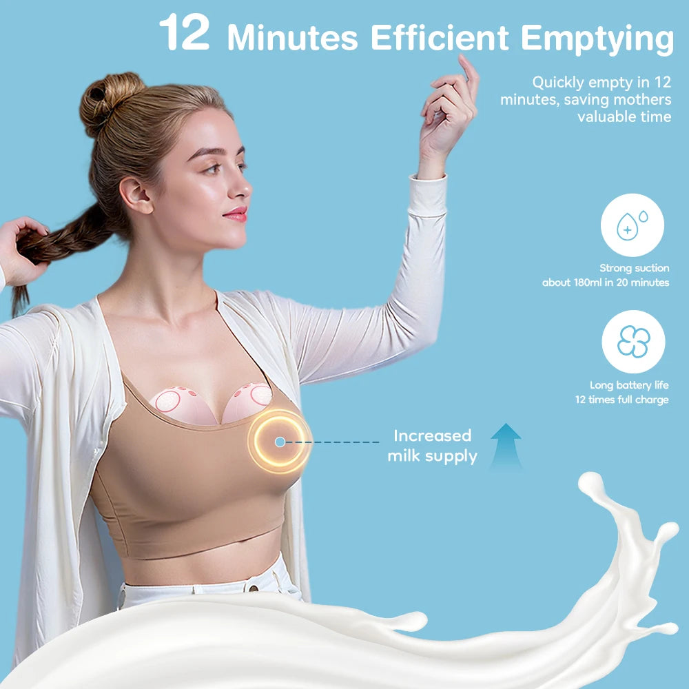 MAMIJOY Wearable Electric Breast Pump 3 Smart Memory Modes 12 Suction Levels ≤35dB Low Noise Comfortable＆Better Fit EB60