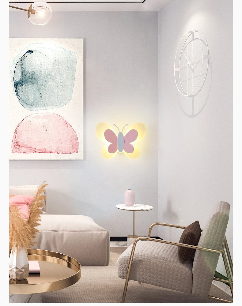 Modern Children's Room Butterfly Wall Light For Bedroom Bedside Wall Lamp Creative Personality Wall Decor LED Butterfly Sconce