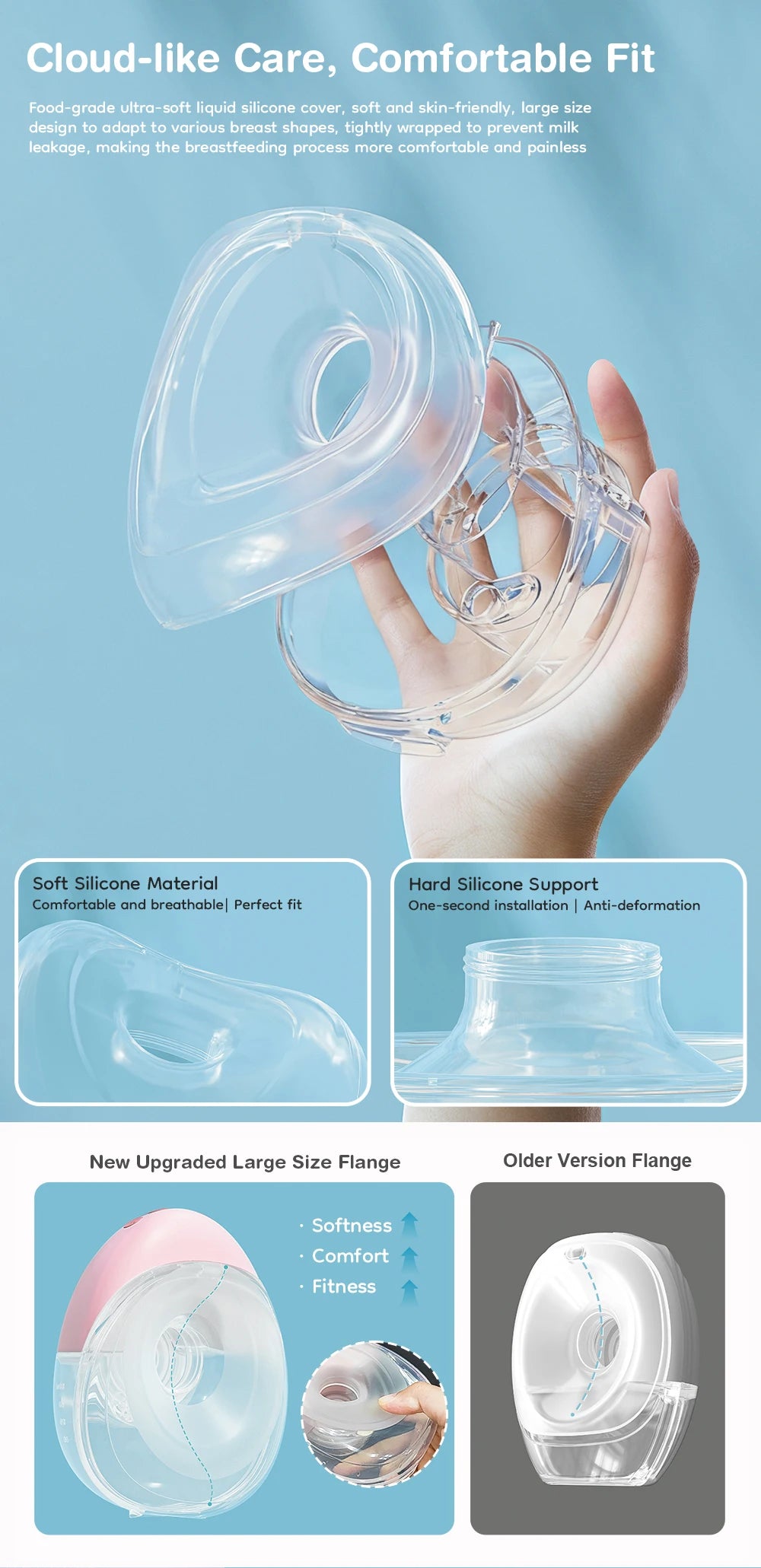 MAMIJOY Wearable Electric Breast Pump 3 Smart Memory Modes 12 Suction Levels ≤35dB Low Noise Comfortable＆Better Fit EB60