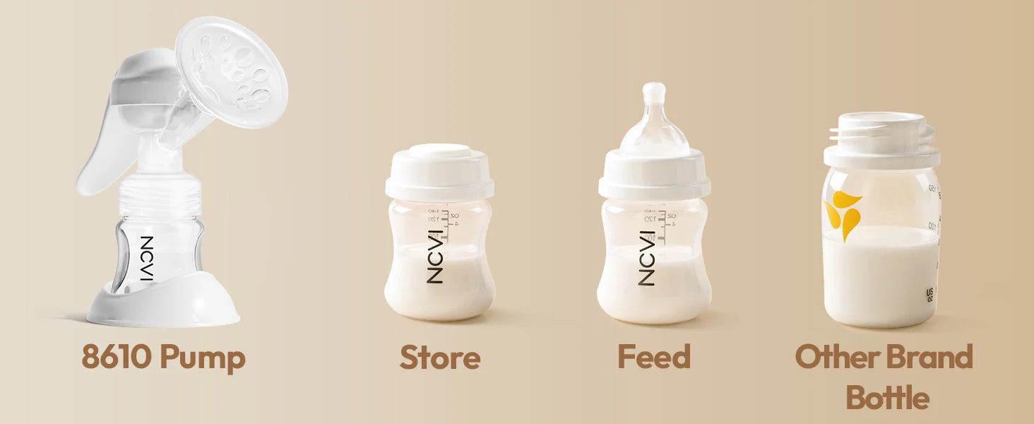 NCVI Manual Breast Pump BPA Free 20mm Silicone Flange 4oz Adjustable Suction Single Hand Pump Fit Small Nipple Breastfeeding Use