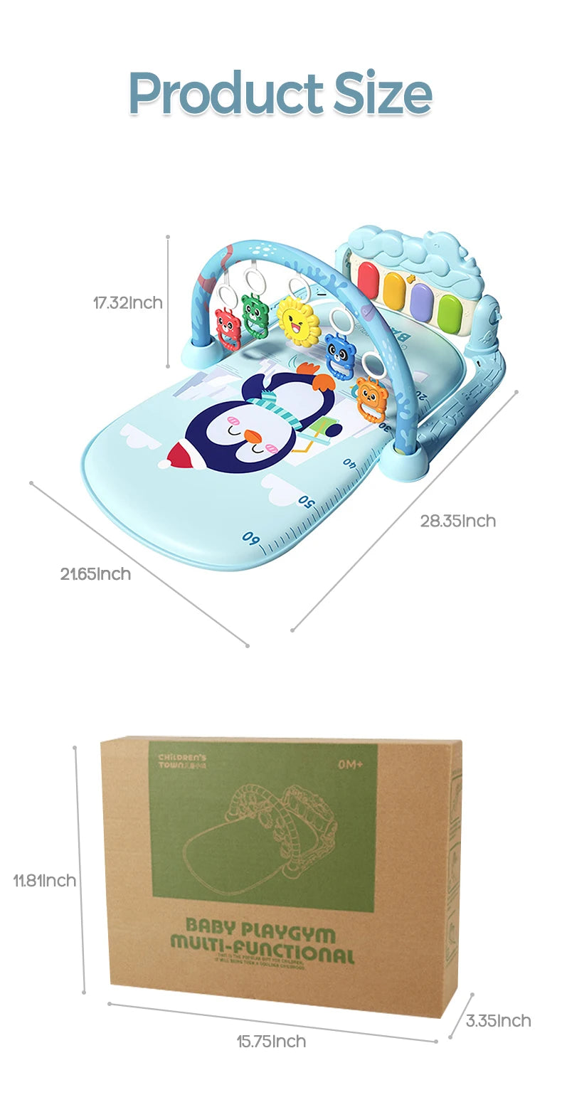 0-12 Months Baby Activity Gym Rack Musical Surface Activities for Kids Crawling Waterproof Carpet Activity Play Mats for Newborn