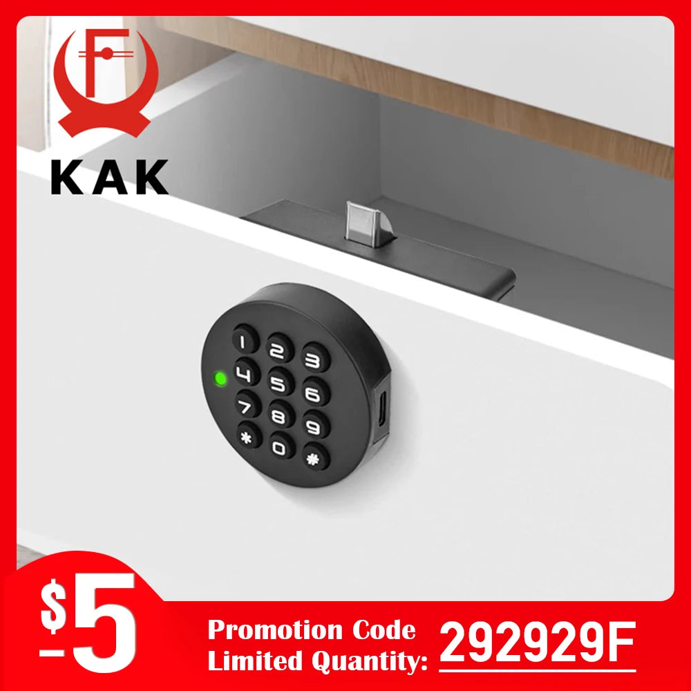 KAK Security Cabinet Password Locks Keyless Door Lock Drawer Combination Code Lock for Gym Locker Lock Electronic Furniture Lock