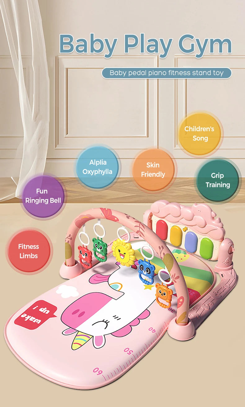 0-12 Months Baby Activity Gym Rack Musical Surface Activities for Kids Crawling Waterproof Carpet Activity Play Mats for Newborn