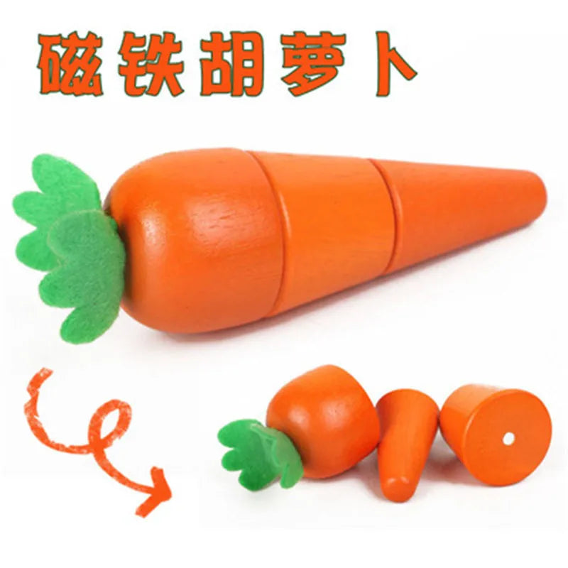 Chechele Montessori 3D Vegetable and Fruit Wooden Kitchen Toy Model Veg3D for Children Coordination Educational Toy
