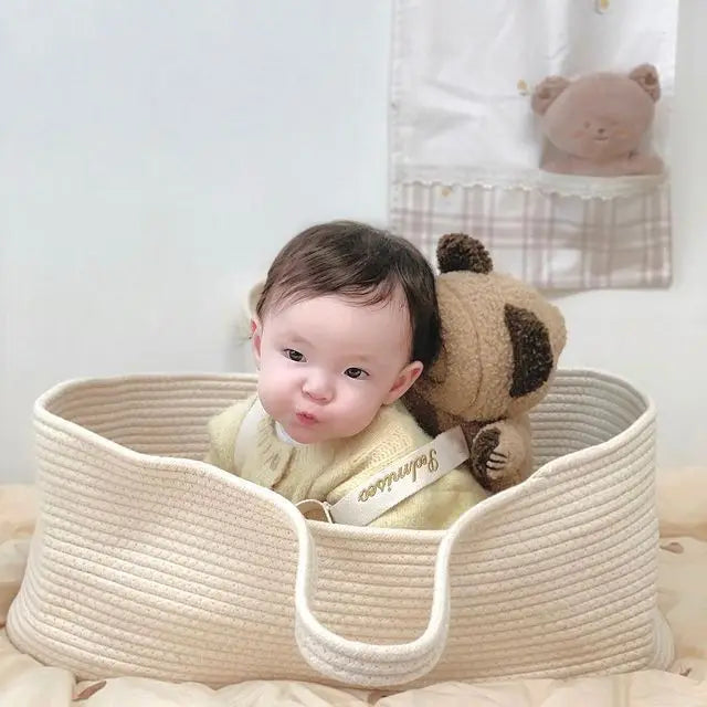 Portable Baby Moses Basket Carrier Cotton Rope Woven Crib Newborn Sleeping Bed Cradle Bassinet Nursery Decor Cunas Para El Bebe