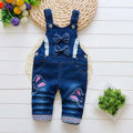 IENENS Baby Girls Overalls Kids Trousers Denim Dungarees Embroidery Butterfly Pants Toddler Infant  Jumpsuit 0-4 Years Clothes