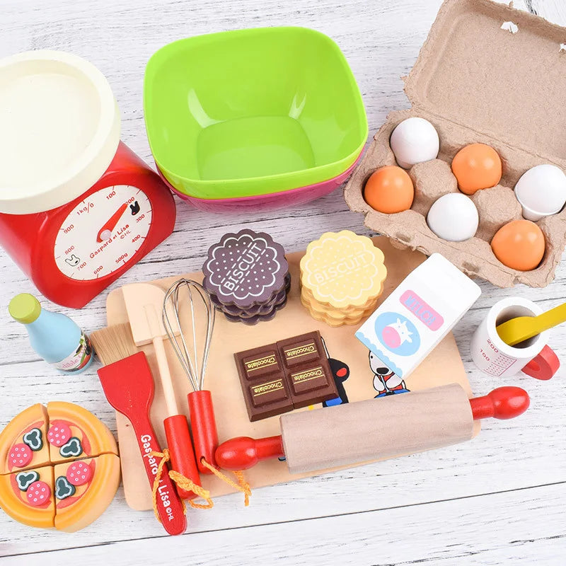 Magnetic Tool Kitchen Montessori Brain Game Toy Hamburger Play House Toys Simulation Seasoning Baking Toy Wooden Educational Toy