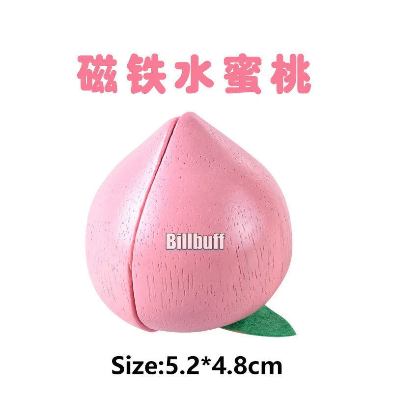Montessori Wooden Magnetic Cutting Fruit Toy Banana Lemons Model Kitchen Educational Toy