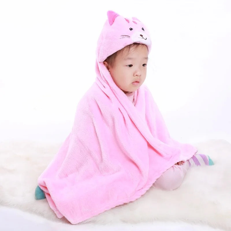 2024 New Flannel Baby Blanket 3D Animal 3D Cloak Children's Cartoon Bathtowel