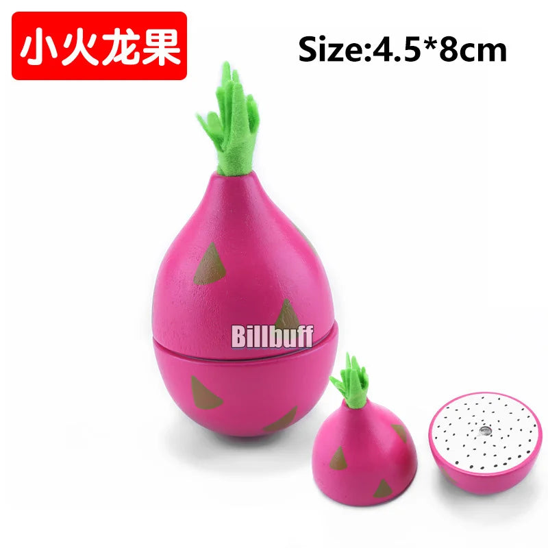 Montessori Wooden Magnetic Cutting Fruit Toy Banana Lemons Model Kitchen Educational Toy