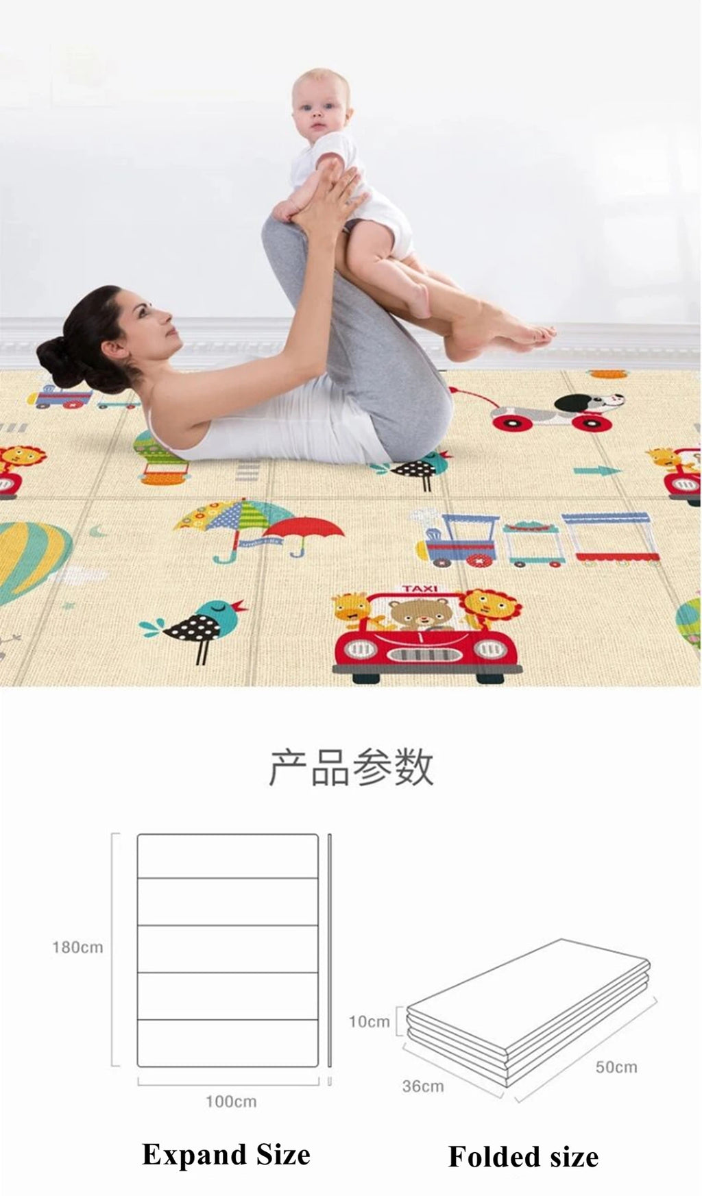 Double-sided New Baby Folding Crawling Activity Mat Children's Carpet Soft Foam Pad Kids Cartoon Waterproof Crawling Game Carpet