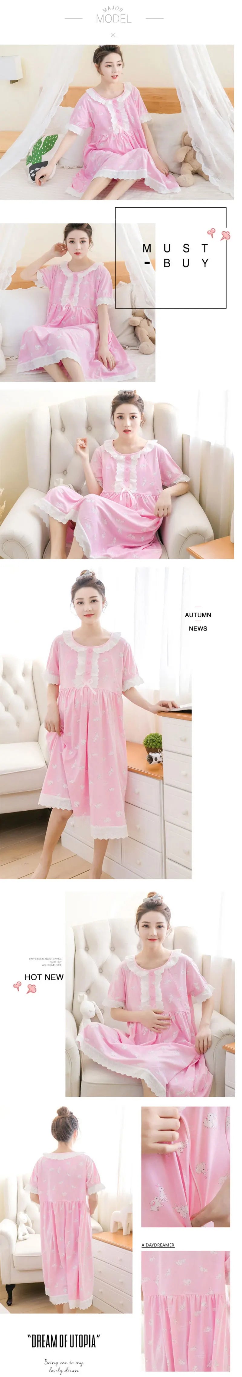 Summer Maternity Breastfeeding Nursing Nightgowns  Mothers Nightwear Breastfeeding Pajamas Pregnancy Dress Maternity Pajamas