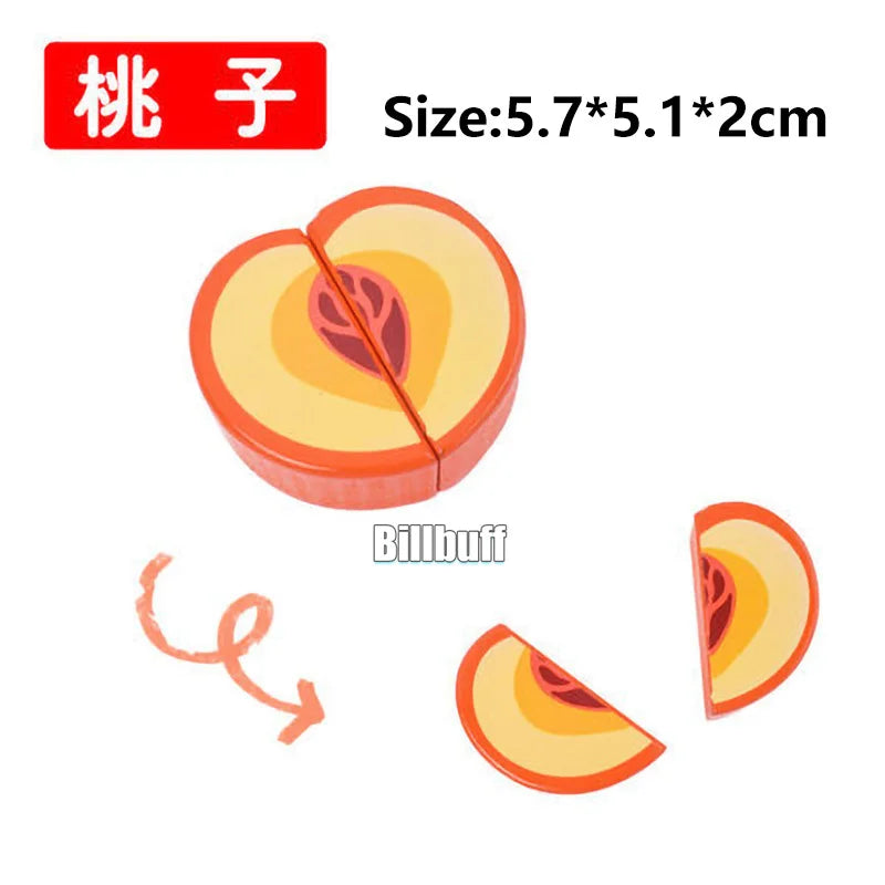 Montessori Simulation 3D Woodens Toy Magnetic Cutting Fruit Banana Lemons Kitchen Model Early Educational Toys for Children Gift