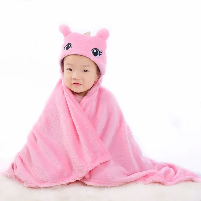 2024 New Flannel Baby Blanket 3D Animal 3D Cloak Children's Cartoon Bathtowel