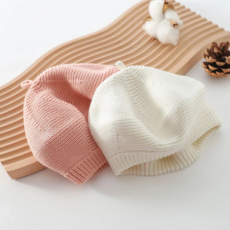MILANCEL New Baby Knitting Berets Cotton Kids Cap Solid Newbron Korean Girls Hat