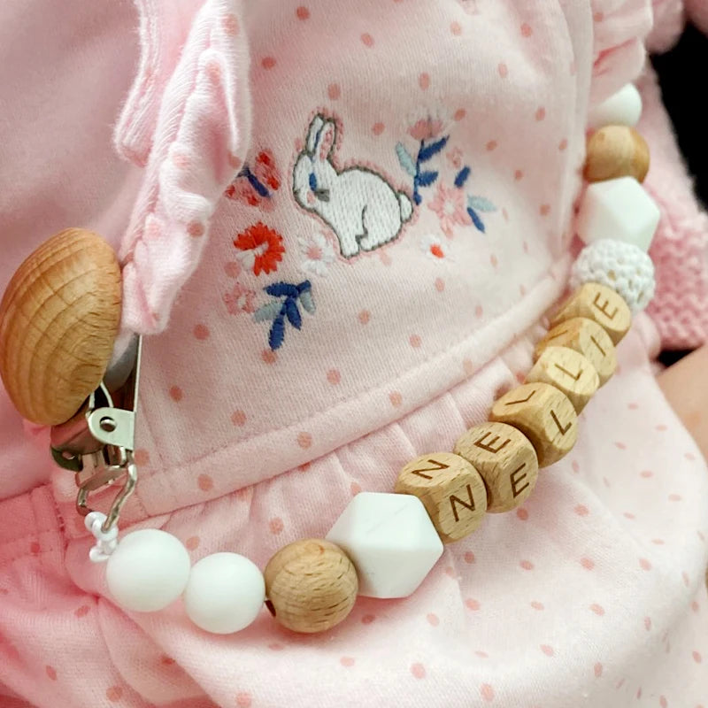 Baby Pacifier Clip Holder Free personalized name Food Silicone Teething With Newborn Gift Anti-drop Chain