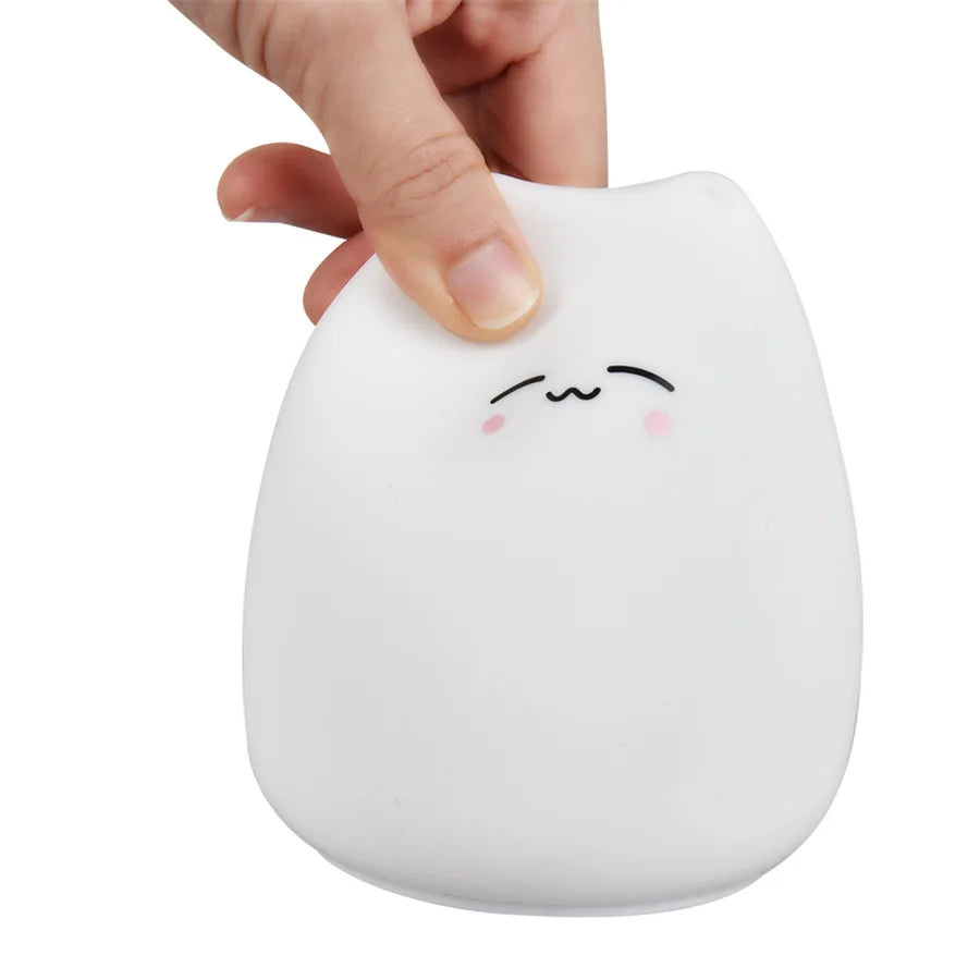 Cartoon Cat Led Night Light 4 Led Smd Rgb Touch Sensor 7 Colors for Children Battery Operated