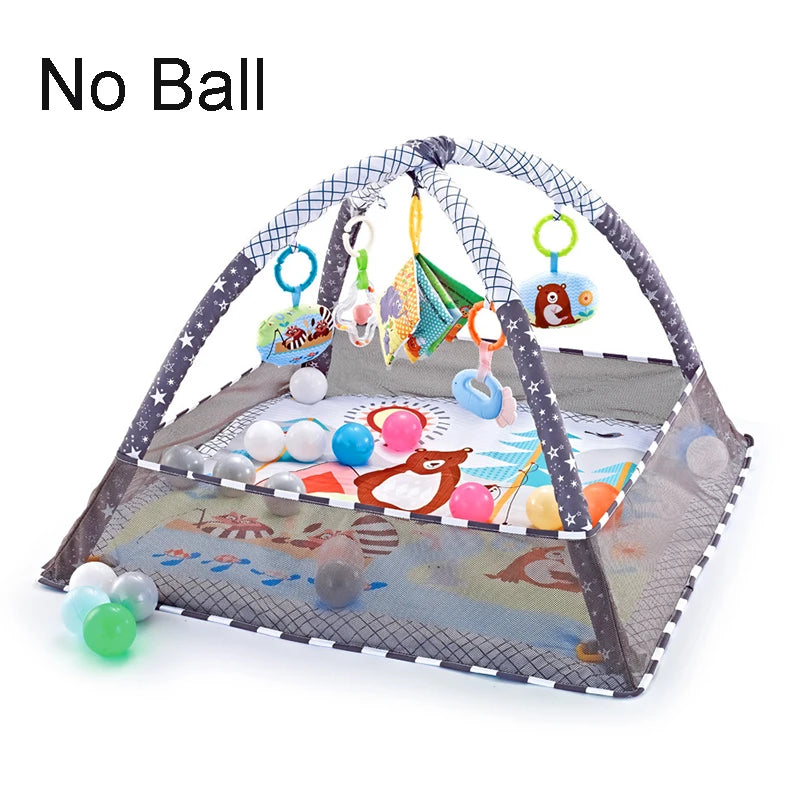 Multifunctional Fitness Frame Round Play Crawling Mat For Babies 0-12 Months Puzzle Game Blanket