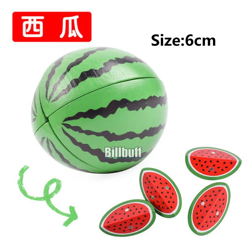 Montessori Wooden Magnetic Cutting Fruit Toy Banana Lemons Model Kitchen Educational Toy