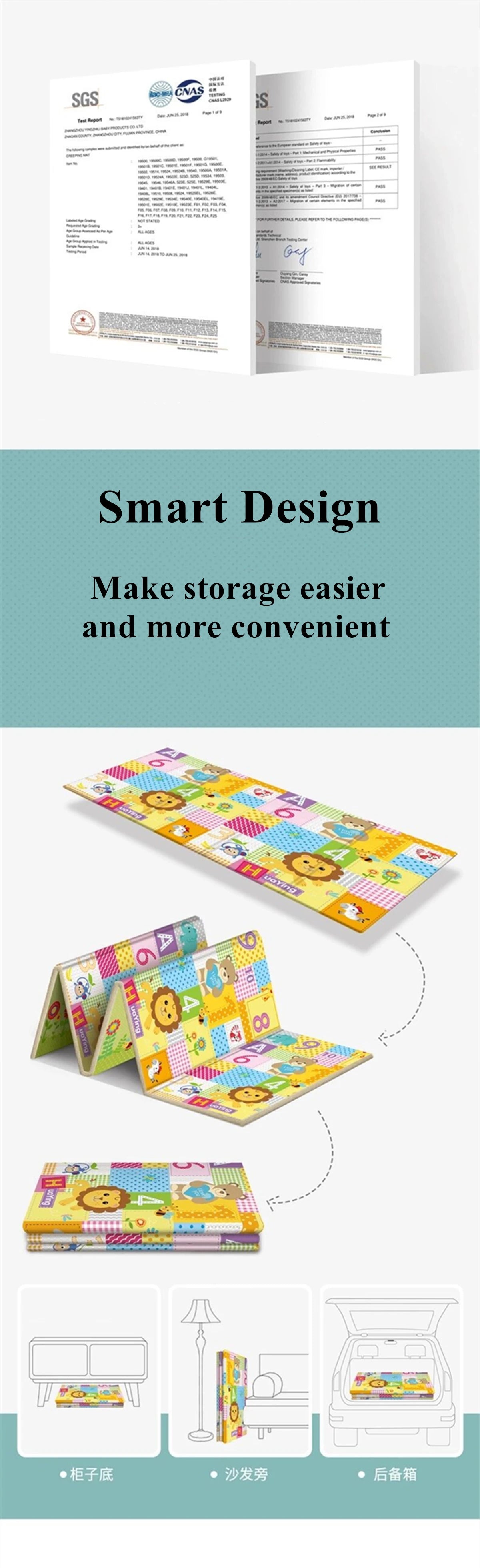 Double-sided New Baby Folding Crawling Activity Mat Children's Carpet Soft Foam Pad Kids Cartoon Waterproof Crawling Game Carpet