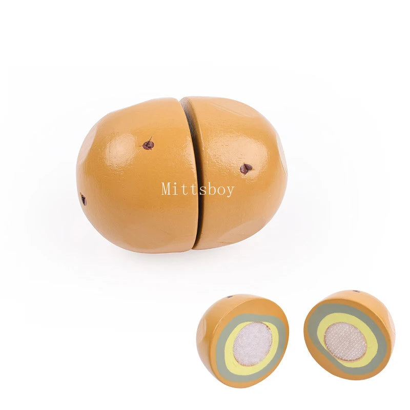 Chechele Wooden Kitchen Cut Fruit Toys Educational Puzzle For Children WDF01 Safe Eco Friendly