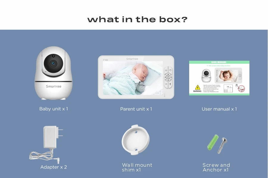7" Video Baby Monitor, 720P HD Display, IPS , Support 2 HDCams, 24Hour Battery Life, 1000ft Range, Split mode