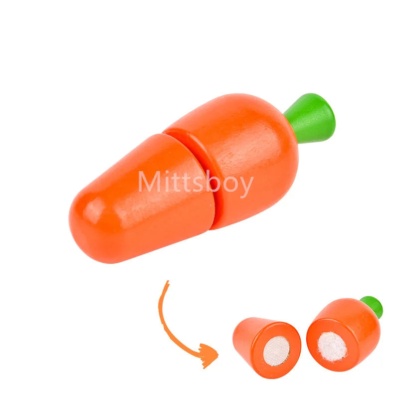 1Pcs Simulation Kitchen Cut Fruit Toys Paste Wooden Toy Chechele Food Fruit Vegetable Educational Toys Puzzle for Children Gifts