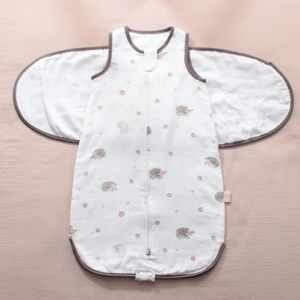 Baby Sleeping Bag Wearable Blanket Newborn Swaddle Wrap Sack Gauze Bamboo Cotton Spring 1Tog Sleep Bag Changing Diaper 0-24M